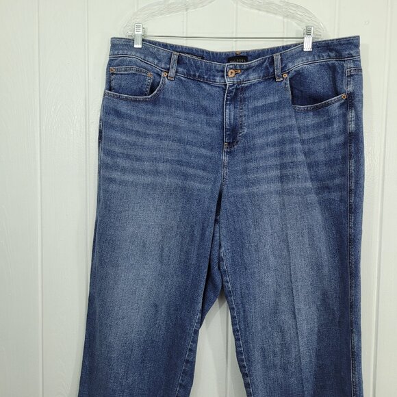 Talbots Women's Size 16W Ventura Wash High Waist Straight Ankle Jeans Raw Hem - Picture 2 of 11